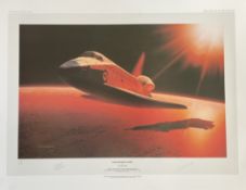 NASA Space Shuttle 27x20 inch limited edition colour print titled "Challengers Glory" signed in