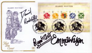 Harry Potter, a Cotswold Covers FDC signed by Daniel Radcliffe in the title role, Rupert Grint who