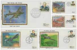 FDC. 5 x Assorted FDC Colorano 'Silk' cachet. The Royal Air Force (Single stamp plus single postmark