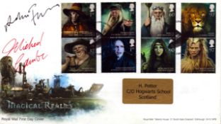 Magical Realms, a Royal Mail FDC signed by Michael Gambon who played Dumbledore and Ralph Fiennes