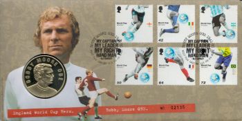 Bobby Moore commemorative coin cover limited edition number 02135. UNSIGNED. Good condition. All