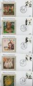 FDC. 5 x Assorted Benham FDC Women of Achievement (Single stamp plus Single postmark dated 6