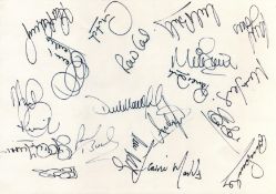 Wolverhampton Wanderers 92/93 signed A4 sheet. 19 signatures including Dennison, Downing, Mutch,
