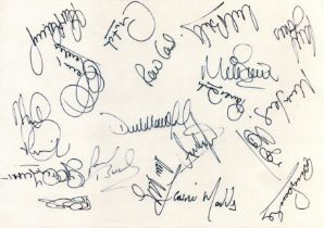 Wolverhampton Wanderers 92/93 signed A4 sheet. 19 signatures including Dennison, Downing, Mutch,