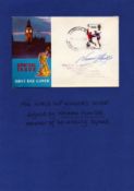Norman Hunter signed 1966 world cup winner's cover. Attached to page with corner tabs. Good