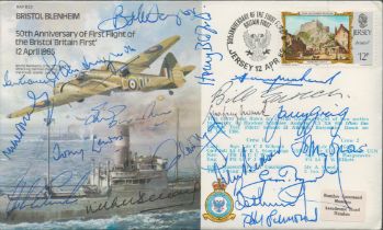 Multi-signed Bristol Blenheim cover. 19 signatures. Taylor, Graveney, Illingworth, Blofeld,