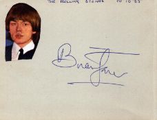 Brian Jones of the Rolling Stones signed album page. Good condition. All autographs are genuine hand