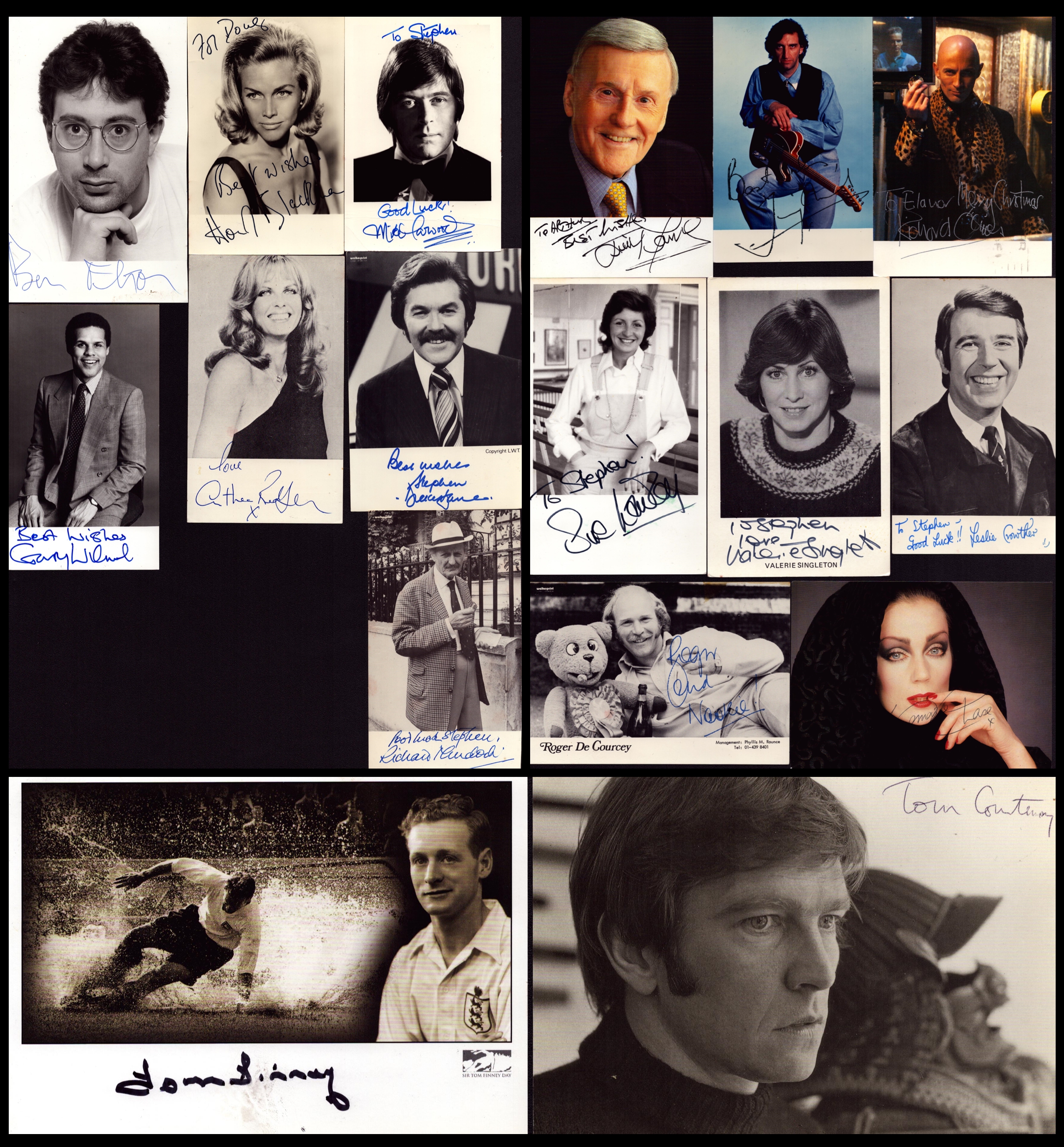 TV/Film/Sport. Collection 13 x signed black and white photo signatures include Sue Lawley. Roger