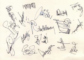 QPR 93/94 signed A4 sheet. 19 signatures. Includes Sinclair, Cross, Impey, Roberts, Allen, Wilkins