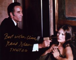 Maud Adams signed 10x8inch colour photo from The man with the golden gun. Dedicated. Good condition.