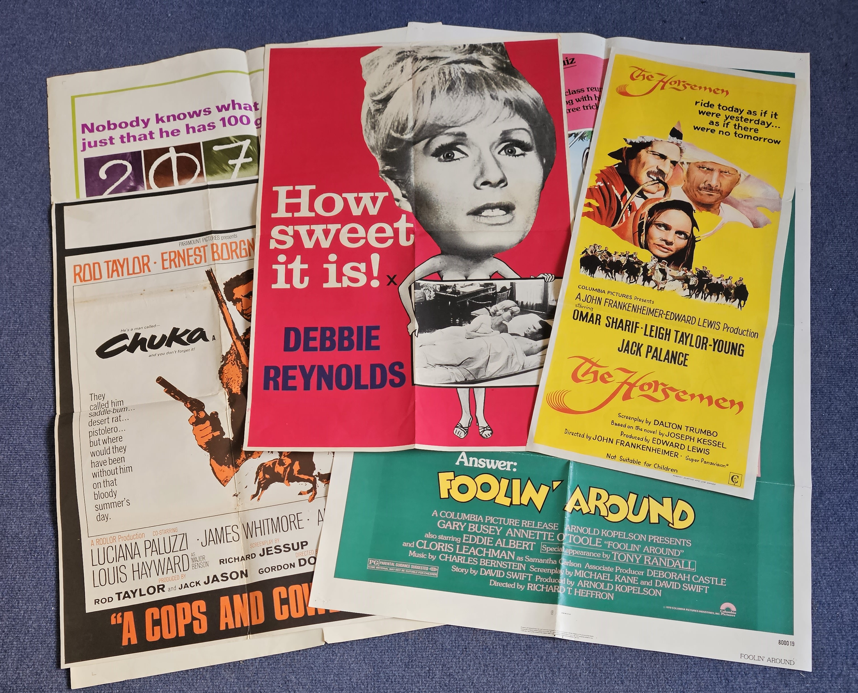Collection of 5 Film posters, varied sizes (Foolin' Around, Sebastian, The Horseman, Warning Shot