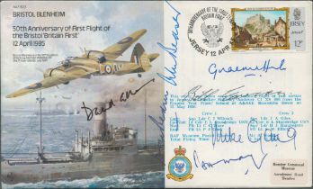 Multi-signed Bristol Blenheim cover. 7 cricket signatures. Gower, Bedser, Hick, Edrich, Bedser,