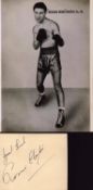 RONNIE CLAYTON (1923 1999) European Boxing Champion signed card with Boxing Photo. Good condition.