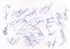 Bournemouth 92/93 signed A4 sheet. 16 signatures. Includes Pennock, Beadle, Morris, Mitchell and