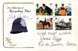 Ronnie Biggs and Jack Slipper. A dual signed 150th Police Anniversary Police FDC, postmarked 26th