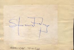 Spencer Tracy signed album page with John Gielgud on reverse. Good condition. All autographs are