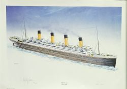 Milvina Dean signed First light Titanic print. Approx size 20x14inch. Good condition. All autographs