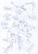 Sheffield Wednesday 97/98 signed A4 sheet. 17 signatures including Atherton, Barrett, Hyde,