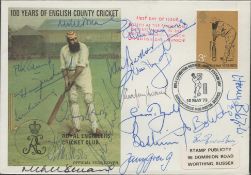 Multi-signed cricket cover. 100 years of English county cricket signed by 18. Signatures include