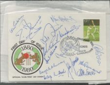 Multi-signed Lords centenary test cover. Signed by 14. Includes Cowdrey, Mohammed, Hendricks, Smith,