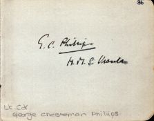 George Chesterman Phillips signed album page. Commander of WW2 submarine Ursula. Good condition. All