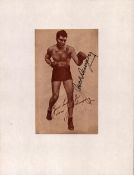 Jack Dempsey signed vintage black and white photo on a white card. Vintage full length postcard