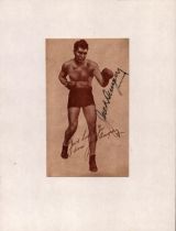 Jack Dempsey signed vintage black and white photo on a white card. Vintage full length postcard