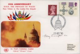 WW2 London Firefighter Harry Errington GC Signed 50th Anniversary HRH Princess of Wales Pays Tribute