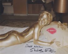 007 James Bond girl Shirley Eaton signed and kissed 8x10 photo from the film 'Goldfinger'! She has