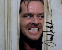 Jack Nicholson signed 10x8 inch colour photo pictured in the iconic movie The Shinning. Good