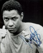 Denzel Washington signed 10x8 inch black and white photo. Good condition. All autographs are genuine
