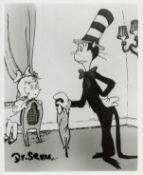 Dr Seuss signed 10x8 inch black and white animated photo signature a little smudged. Good condition.