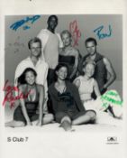 S Club 7 multi signed 10x8 inch black and white promo photo includes all seven original group