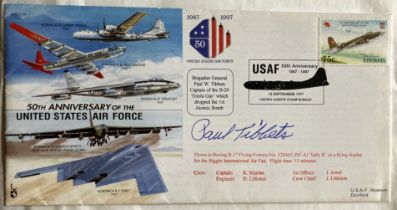 WW2 Enola Gay Atom bomb pilot Brig Paul Tibbets signed 1997 50th ann US Air force cover. Only 250