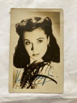 Vivian Leigh signed 6 x 4 inch sepia vintage Selznick Studio postcard 1945, slight dent under the