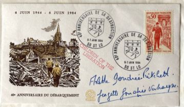 D-Day Arlette and Georgette Gondree, 1st Children Liberated signed 1984, French 40th an D-Day FDC.