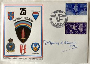 Field Marshal Bernard Law Montgomery signed 1970 25th ann VE Day official National Army Museum