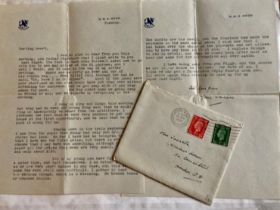 WW2 HMS Hood 1939 typed letter on ships headed notepaper with original mailing envelope postmarked