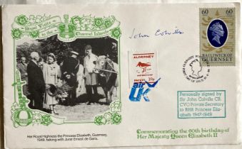 Winston Churchill PPS Sir John Coville signed 1986 Royal Visit to Channel islands cover. Colville