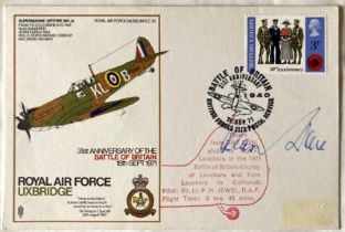 WW2 Fighter ace Alan Deere signed rare RAF Uxbridge Spitfire flown cover, comm 31st ann Battle of