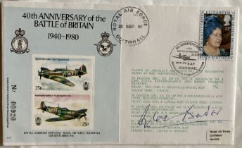 WW2 Battle of Britain fighter ace Douglas Bader DSO DFC signed 40th ann BOB cover. Group Captain Sir