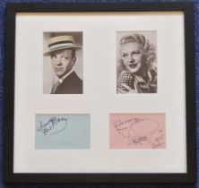 Fred Astaire and Ginger Rogers signature piece mounted below 2 vintage black and white photos.