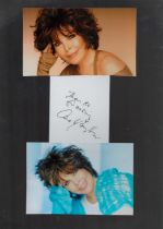 Carole Bayer Sager signed Autograph small piece fixed onto an A4 black card sheet include 4 x colour