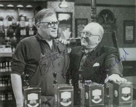Multi signed Bill Tarmey, Roy Barraclough black and white picture cut out 6x4.75 Inch Actors from