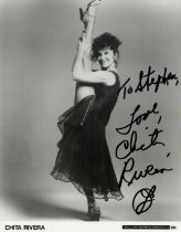 Chita Rivera signed 10x8 inch black and white photo dedicated. Good condition. All autographs are