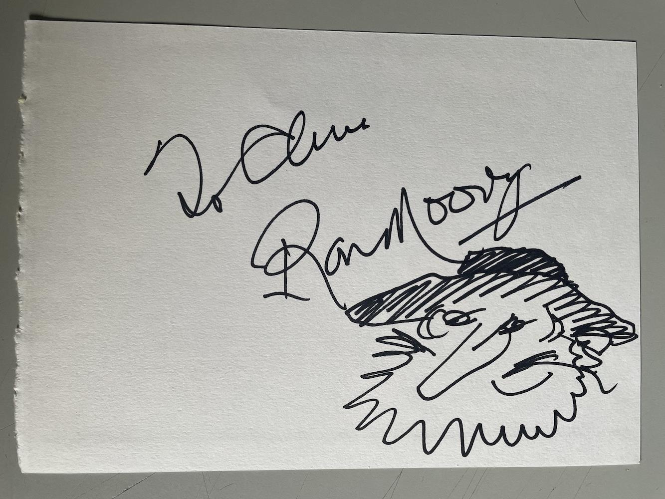 Ron Moody Late Great Actor Fagin Original Signed Sketch. Good condition. All autographs come with