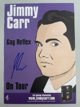 Jimmy Carr Comedy Entertainer and Presenter signed concert flyer. Good condition. All autographs