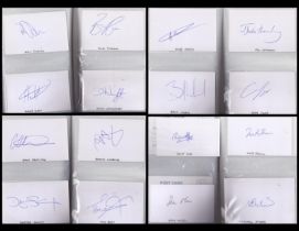 Collection of 60 Cricketers signed white cards in hardcover binder including names Tino Best, Sean