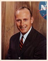 Charles Conrad JR signed 10x8 inch NASA colour photo pictured in suit. Good condition. All