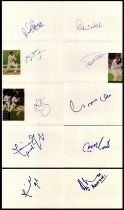 Collection of 10 assorted signed white cards including names Rodney Hogg, Allan Wells, Jason